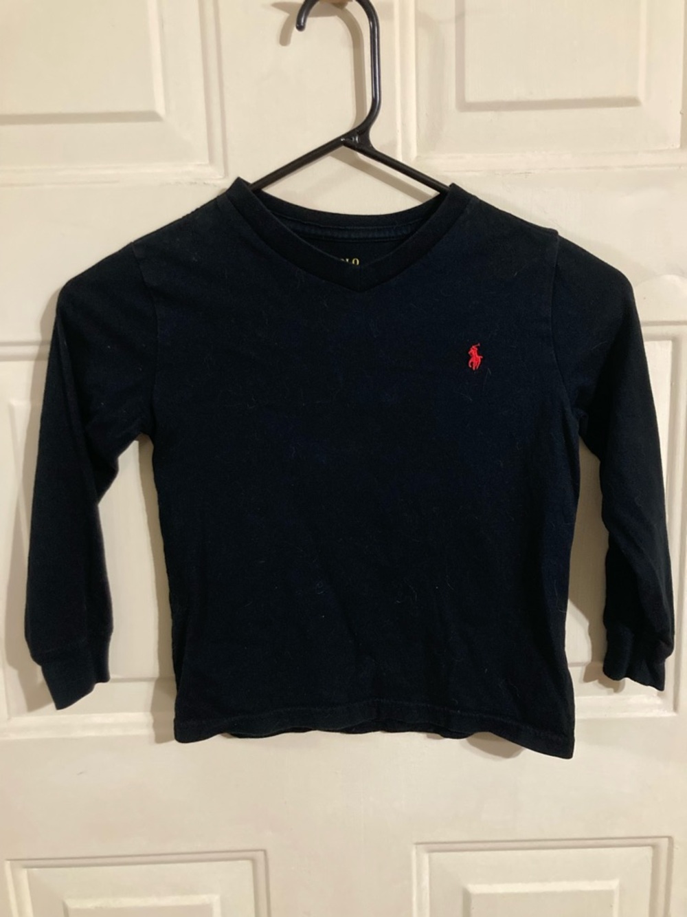 Polo by Ralph Lauren Navy V-Neck Long-Sleeve Tee with Red Pony - Kids